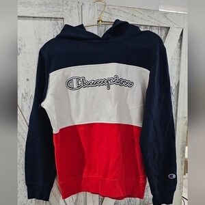 Champion Navy, White, and Red Hoodie Kids/ Teen Size Large L